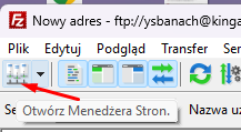 Menedżer stron w FileZilla