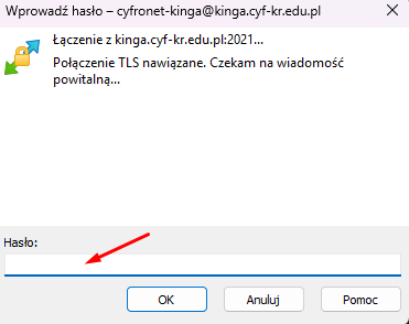 Podawanie hasła w WinSCP